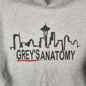 Greys Anatomy Hoodie Mens Medium Gray Graphic Logo Sweatshirt TV Show Soap Opera